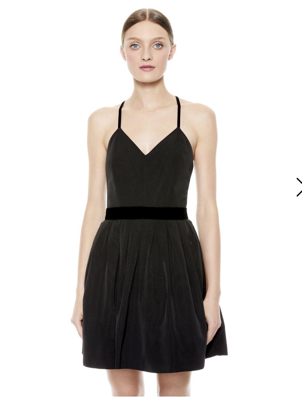 NWT- ALICE OLIVIA MADISON PLEATED MINI DRESS BLACK‎